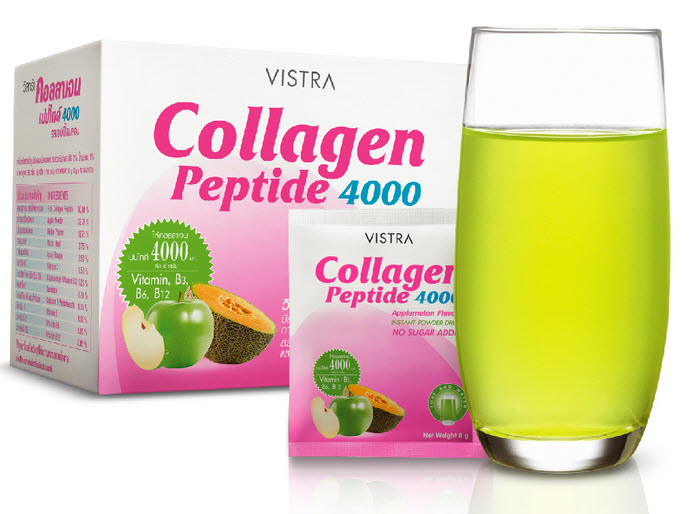 00215: Vistra Collagen Peptide 4000mg. (รสแอปเปิ้ล) 10 ซอง